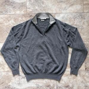 Peter Millar Merino Wool Sweater 1/4 Zip Sz L NC LOGO FLAW Hole In Shoulder